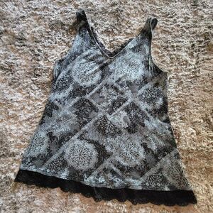 Women's Maurices Black and Gray Tank Top Lace Bottom Size Small